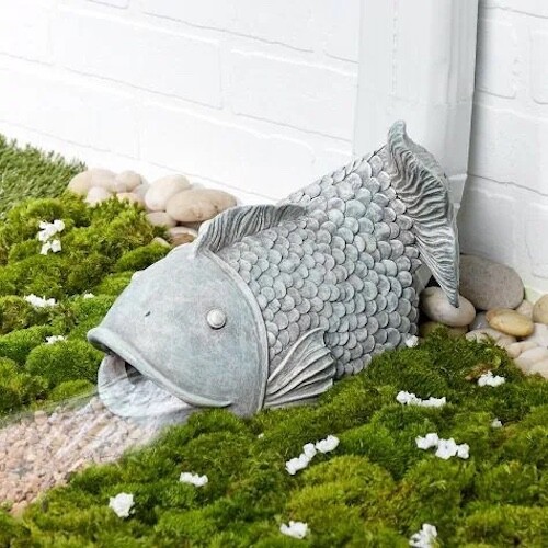 Koi Fish Downspout Cover Extension Statue Rain Gutter Unique Outdoor Scu... - $24.28