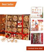Scandinavian Christmas Tree Straw Ornaments Set 68pcs Star Snowflake Angels NEW