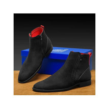 Men TAYNO Chelsea Chukka Micro Suede Soft Comfortable Zip up Boot Coupe Black image 3