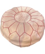 Pink leather Moroccan pouf- Moroccan Ottoman pink - Moroccan Pouf hasock... - £68.50 GBP