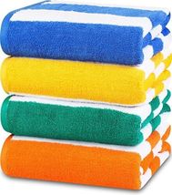 4 Variety Towels Utopia Cabana Stripe Beach Towel 30 x60 Inch  Pool Towel Pack  - £50.35 GBP