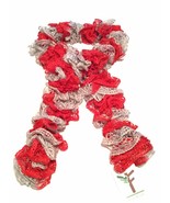 Team Spirit Red, Gray - Handknitted Ruffled Scarf - New - $10.88