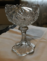 1 Imperial Glass DAISY &amp; BUTTON CLEAR Crystal Compote w/Flared Sawtooth Rim - £13.22 GBP