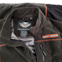 Harley Davidson Men&#39;s Black Fleece Full Zip Up Vest Size Medium Orange L... - $26.68