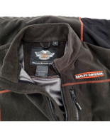 Harley Davidson Men&#39;s Black Fleece Full Zip Up Vest Size Medium Orange L... - £21.26 GBP