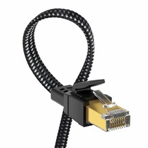 Cat 8 Ethernet Cable 10 Ft, Nylon Braided High Speed Heavy Duty Cat8 Network Lan - £14.88 GBP