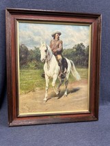 Rare Vintage Framed Print Buffalo Bill By Rosa Bonheur 1889 W/ Brass Label - £118.27 GBP