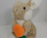 Just Friends Chosun plush bunny rabbit tan cream holding carrot sitting up - $15.58