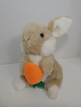 Just Friends Chosun plush bunny rabbit tan cream holding carrot sitting up - $15.58