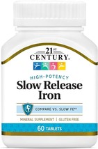 Slow Release Iron Tablets 21st Century 60 Count New Free Shipping - £4.63 GBP