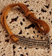 Inspirational Bracelet ~ Being brave means knowing... ~ Adjustable ~ Brown Laces - £11.70 GBP