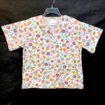 Happy Scrubs Womens Shirt Size Medium White Monkey Floral Nurse Vet Tech... - $16.99