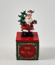 Christmas Santa Trinket Box Ho Ho Ho Square Ceramic 5&quot;  Tall - £5.57 GBP