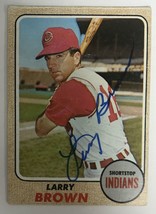 Larry Brown Signed Autographed 1968 Topps Baseball Card - Cleveland Indians - £11.95 GBP