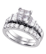 14k White Gold Princess Diamond Bridal Wedding Engagement Ring Band Set ... - £1,441.53 GBP