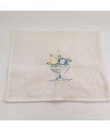 Vintage shabby chic table runner scarf machine embroidered fruit design - $19.75