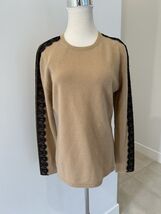 Neiman Marcus NWT Cashmere Collection Tan Cashmere &amp; Lace Size Large (Ru... - $173.25