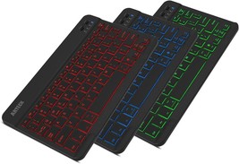 10&quot; Arteck Slim Keyboard Universal 7 Colors Backlit Portable Bluetooth Travel - £21.12 GBP