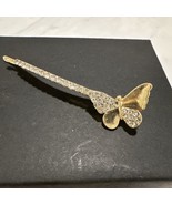 Vintage Butterfly Gold Tone Hair Bobby Pin Faux Diamonds - £5.08 GBP