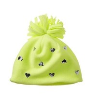 Gap Fleece Hat Scarf Girls Set S/M Neon Green Winter Tassel Sequin Heart... - £14.92 GBP