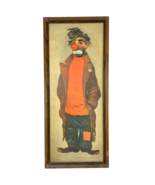 Sad Clown Hobo Vagabond Ardisson Vintage Print Wood Framed 13x31&quot; - £43.90 GBP