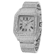 18K Gold Men Big Dial Bling Watch Full Iced Out Square Watches Hip Hop Shinning  - £39.15 GBP