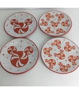 4 Disney Mickey Mouse Appetizer Plates 6in Ceramic Holiday Red White New - $36.49 CAD