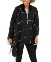 MSRP $78 Dkny Zip Front Ombre Twist Ruana Black One Size - £33.30 GBP