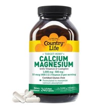 Country Life Target-Mins Calcium Magnesium with Vitamin D-Complex, 1000m... - $24.74