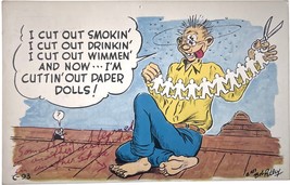 &quot;I Cut Out Smokin&#39;...&quot;, zany humorous, vintage postcard 1953 - £15.68 GBP