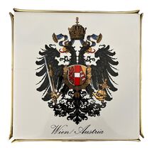 Vintage Laufen Wien Austria Tile Trivet Double Eagle Crest Porcelain Gol... - $21.60
