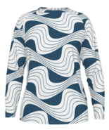 Men's Long Raglan Sleeve T-shirt With blue and white geometric stripess seamless - £31.51 GBP