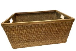 Vintage Large Woven Wicker Basket 20x15x9 SEE PHOTOS One Area Needs Repair - £21.57 GBP