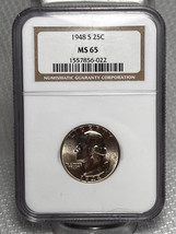 1948 S Washington Quarter 25C Graded By NGC MS65  - £55.60 GBP