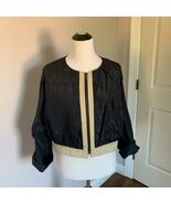 NWOT YVES SAINT LAURENT Black Silk Bomber Jacket SZ US 10 - $7,173.46 MXN