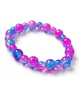 Ombre Bead Bracelet, Colorful Stretch Bracelet, Pink and Blue Bracelet, Acrylic  - $16.50