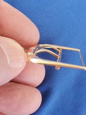 Vintage Earth Mined Diamond Buckle Deco Statement Pendant Solid 14k Gold 5.18 gr Item image 11