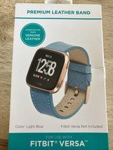 NEW Fitbit Versa Genuine Leather Replacement BAND Aqua Textured Adult One Size - £18.61 GBP