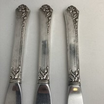 Oneida Heirloom Damask Rose Sterling Silver Handle Dinner Knife 8 3/4&quot; Lot of 3 - £38.72 GBP