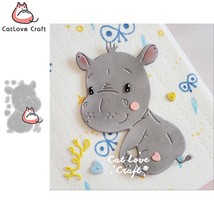 Baby Hippopotamus Sitting Animal Metal Cutting Dies Scrapbooking Card Craft - $9.15