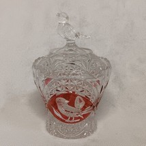 Hofbauer Byrdes Ruby Clear Crystal Candy Dish With Bird on Lid - $38.95