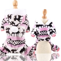 Soft Fleece Dog Jumpsuit Cute Printing Coat Winter Warm Dog Clothes for Small Do - £39.26 GBP