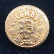 Antique 1870s-80s Columbus Police Gold Tone Uniform Button 7/8&quot; Pettibon... - £11.00 GBP