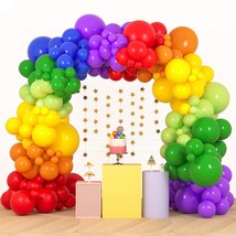 189Pcs Rainbow Balloon Garland Arch Kit, 7 Assorted Colors 5/12/18 Inch Latex Ba - £15.65 GBP