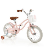 14&quot; Kid&#39;S Bike W/Removable Training Wheels &amp; Basket For 3-5 Years Old Pink - £136.57 GBP