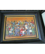 UKRANIAN RUSSIAN FOLK ART ORIGINAL OIL ON BOARD A WEDDING - $441.97