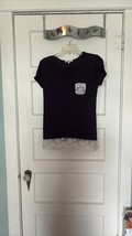 Wishful Park Black Lace Hem Top Size M - $18.10