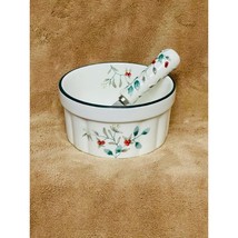 Pfaltzgraff Ceramic Dip Bowl &amp; Speader Set - Winterberry Pattern (2010) - $20.79