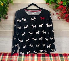 Size Small Scottie Dog Print Cotton Long Sleeve Top Shirt APPLESEEDS Bla... - $18.80