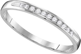 Diamond Wedding Womens Band 10k White Gold Single Row Ring - £180.98 GBP